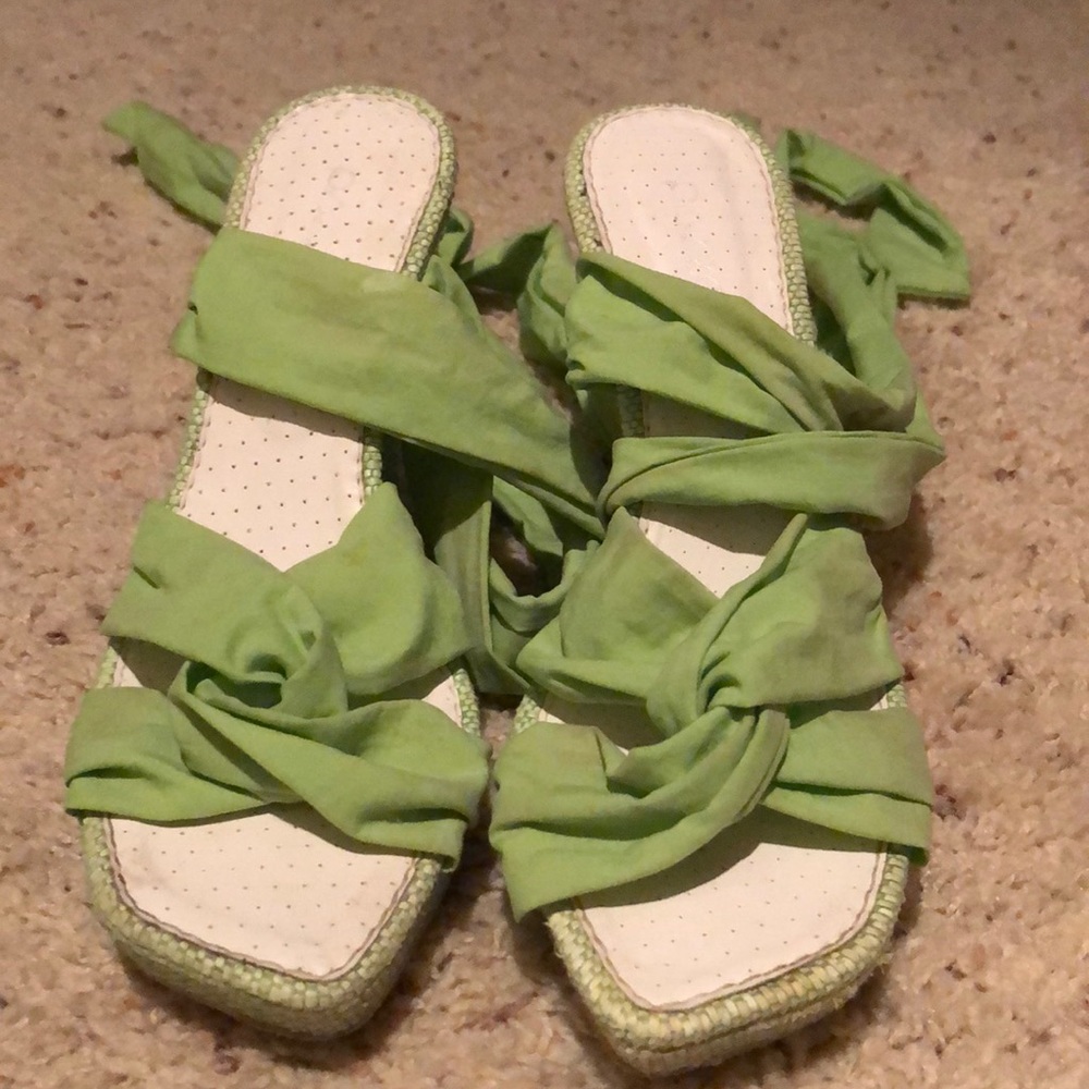 Green wedge sandals